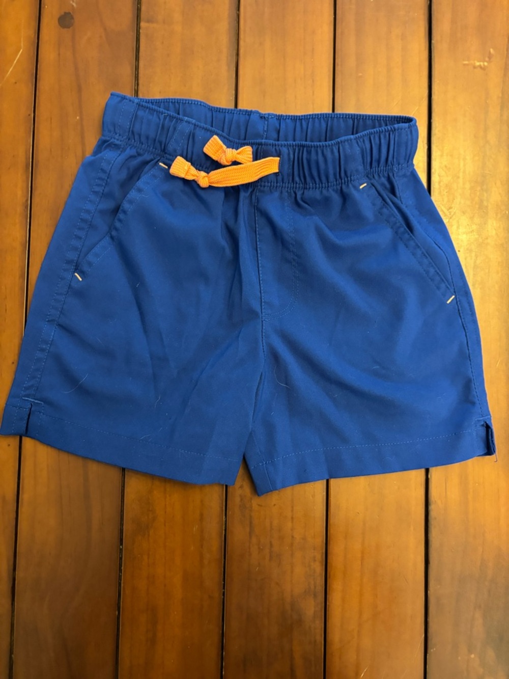 Primary Navy Blue Kids Shorts with Orange Drawcord